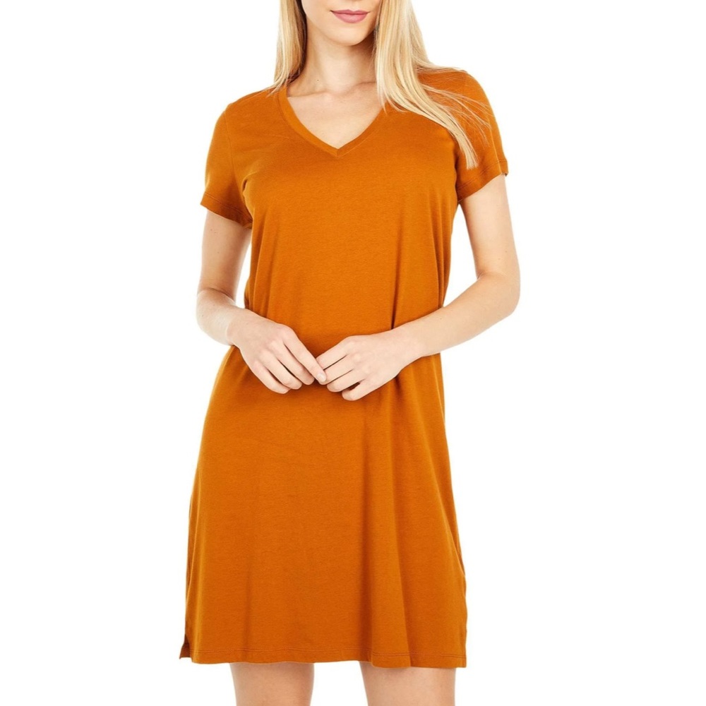 Madewell Northside V-neck tee dress Golden Pecan Small Pumpkin Spice